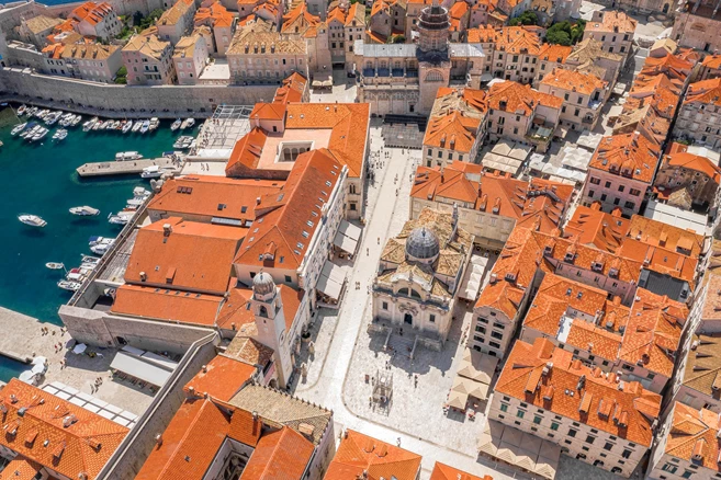 Dubrovnik old town aerial veiw of main streets