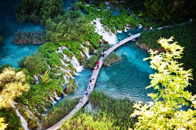 Plitvice lakes are criss-crossed by footpaths